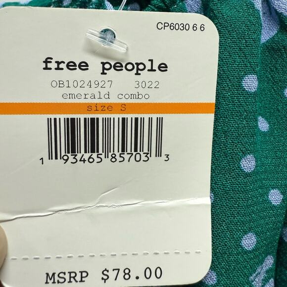 Free People Green One on One Date Long Sleeve Ruffle Scoop Neck Bodysuit Top S - Picture 7 of 12